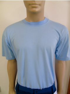 Környakas pamut póló kék színben