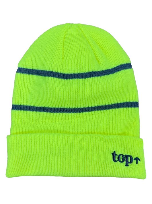 TOP CAP láthatósági kötött sapka fényvisszaverő csíkkal egy méretben