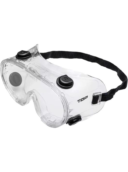 TOP FLY (SC-423) saválló védőszemüveg állítható gumipánt, víztiszta